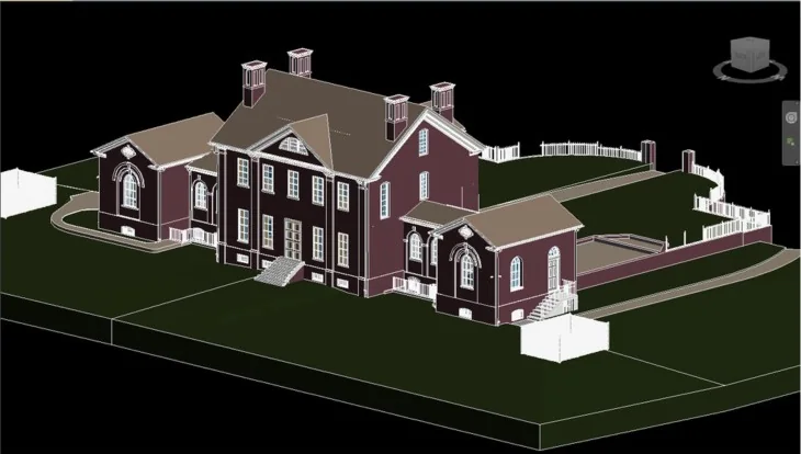 Revit existing-conditions model of the same house and grounds