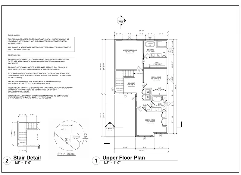 Sheet A107: Upper floor plan from the double-storey house drawing set