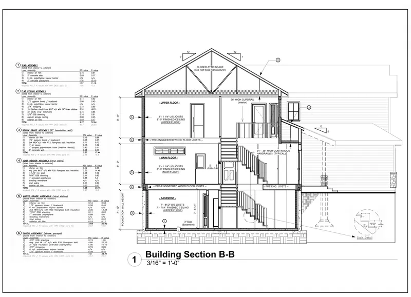 Sheet A109: Building section B-B from the double-storey house drawing set