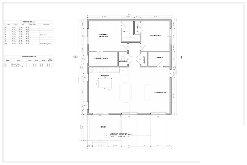 Main level floor plan from a residential addition permit set