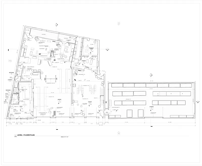Sheet A103: Level 1 floor plan from a Vermont, USA commercial scan-to-bim existing conditions